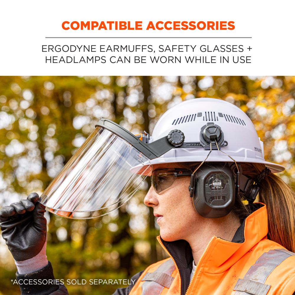 Hard hat with face shield and ear sales protection