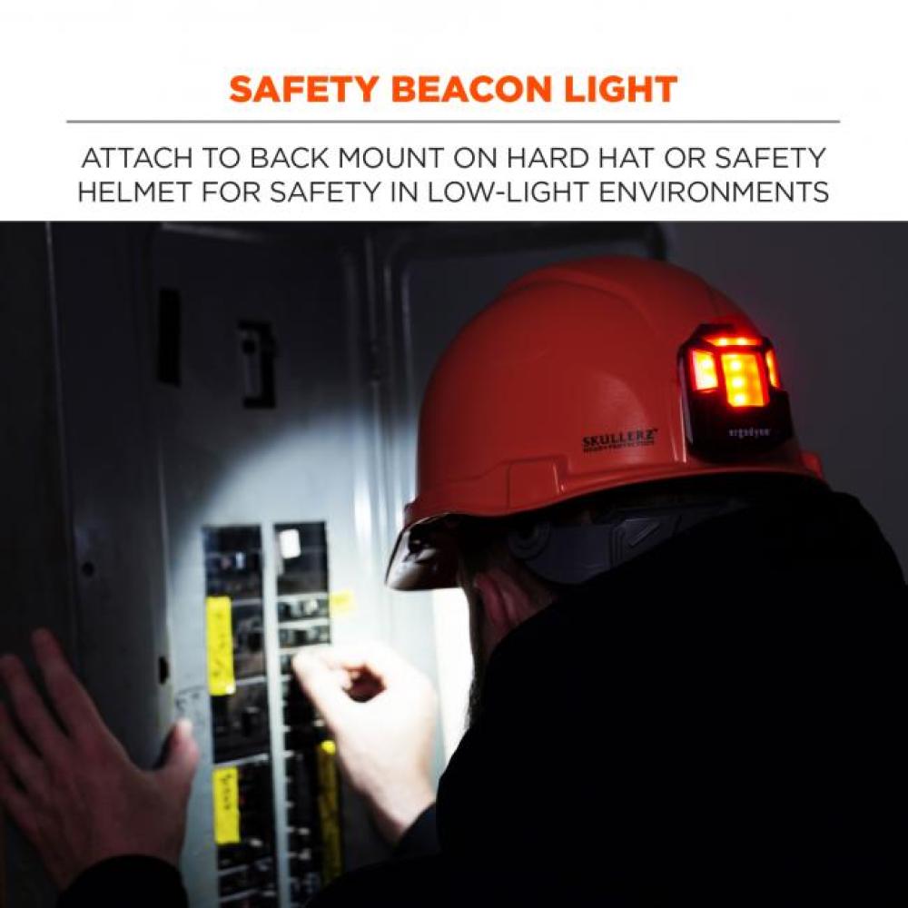 Safety beacon light: Attach to back mount on hard hat or safety helmet for safety in low-light environments