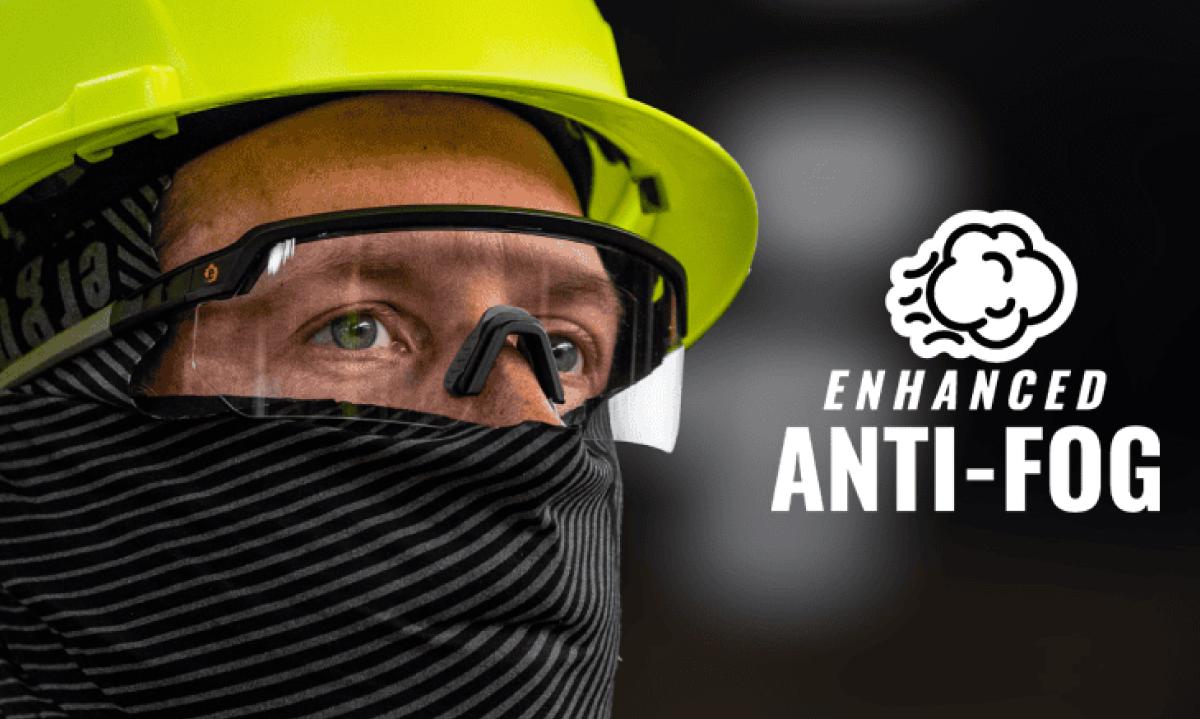 Worker wearing Skullerz enhanced anti-fog safety glasses