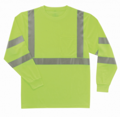 Front of hi-vis lime shirt